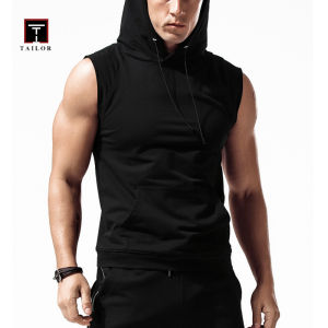 เสื้อยืดแขนกุดตัดเย็บกีฬาและเสื้อผ้าออกกำลังกายเข้ารูปพอดีผู้ชายเสื้อกั๊กมีฮู้ดผ้าฝ้าย แท้พร้อมหมวกเสื้อชั้นในเสื้อฮู้ด ปริมาณ 66 ชุด