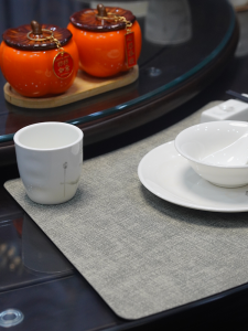 Fan-Shaped Placemat Chinese-Style Hotel Special Leather round Table Dining Table Cushion Fancy Heat Proof Mat Waterproof Oil-Proof Tableware Mat