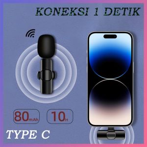 Mikrofon Nirkabel  K8 WIRELESS TYPE C Lavalier Mic Portabel Audio Video Pembuatan Rekaman