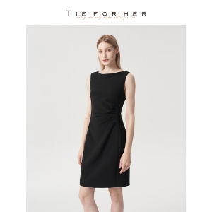 Formal Black Waist-Cinching Sleeveless Slimming Dress