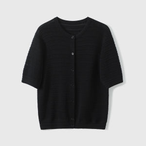 Delicate Textured Mulberry Silk Knit Cardigan