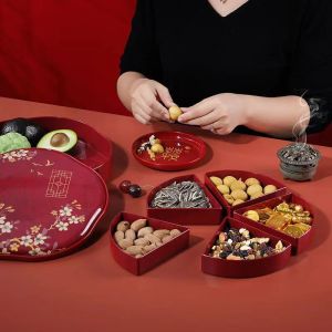 [SG Seller] Spring Festival Red Dried Fruit Snack Grid Storage Box Wedding Red Dried Fruit Snack Grid Storage Box National Fashion Dried Fruit Box