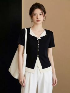 AIYITI | Stylish Color-blocking Illusion Layer Short Sleeve T-shirt Plus Size Slim Fit