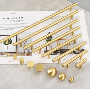 Specool® Gold Furniture Handle Brass Knobs European T Bar Handles Drawer Pulls Kitchen Cabinet Knobs Handles Hardware