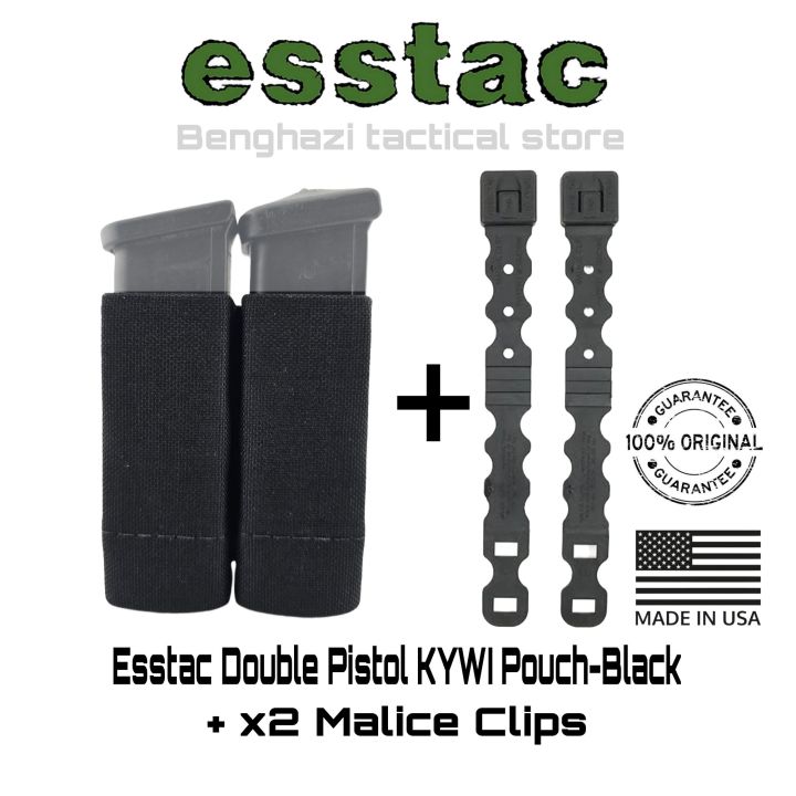 Esstac​ Double Pistol KYWI Pouch ​ -​Black​ Fits 9mm, 40cal, 45acp Double Stack Magazines​ ของแท้​ นำเข้า​จาก​USA​