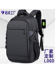 Black Customizable Logo Mens Backpack British Style Travel Laptop Bag Dual-Shoulder Bag Male Model Backpacking Bag