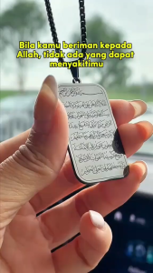 Kalung Ayat Kursi Stainless Steel Lapisan Emas Logam Arab Anti Karat BERKUALITAS