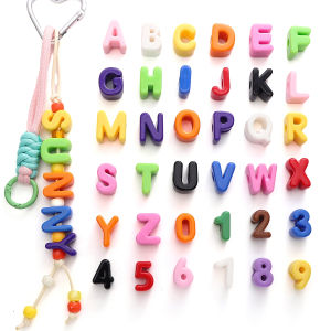 10pcs Colorful Acrylic Letter Beads Large Hole Solid Color Letter Beads/Number Beads Randomly Mixed Colors - Jewelry Making