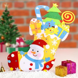 Ready stock/Big size DIY Christmas socks Non-woven Xmas stocking/Kids art and craft/Xmas ornament/Non-woven DIY Christmas socks for children 圣诞袜大号