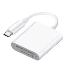 2-in-1 SD/TF Card Reader for IPhone/iPad/Android USB-C & Lightning Portable Memory Adapter OTG Plug & Play