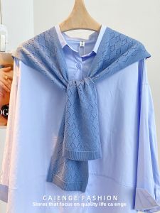CAIENGE | Spring/Summer Yellow Thin Knit Shawl for Women Neck Protection