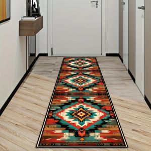 Thảm Trải Sàn Nhà Bếp Chống Trượt VIKAMA Bohemian Retro Runner Cho Hành Lang Phòng Giặt Ban Công - Thảm Trang Trí Nhà Cửa Bằng Polyester