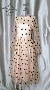 Đầm Xòe Cổ tròn Họa Tiết Bi Kết Nơ Eo - BY4539