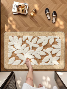 Absorbent Non-slip Vintage Floral Velvet Bathroom Mat