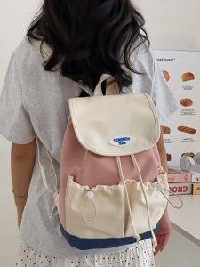 Japan and South Korea New Solid Color Student School Bag Simple Large-capacity Backpack