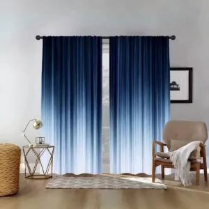 2 Chiếc Rèm Cửa Họa Tiết Màu Xanh Gradient Hiện Đại Chất Liệu Polyester Cao Cấp 90gsm Cản Sáng Dùng Cho Phòng Khách Phòng Ngủ Không Chống Thấm Nước