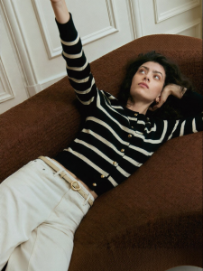 ICICLE | Fine Wool Stripe Easy Care Knit Cardigan