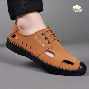 Free Gift Korean Fashion Sandals For Men: Leather, Breathable Beach Shoes & Casual Rubber Shoes