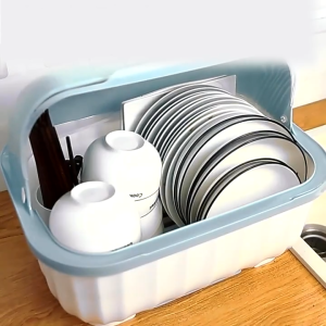 ที่คว่ำจาน ชั้นวางจาน ทรงโค้งมน dish rack มีฝาปิด และถาดรองน้ำ สะดวกต่อการหยิบใช้งาน เป็นระเบียบ Alechaung coffee