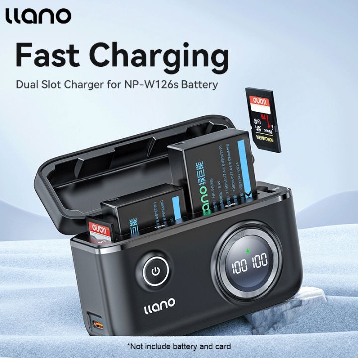 LLANO NP-W126s Camera Charger , Dual charging ports, LED Display, with SD Card Storage Function, For Fuji X100F/X-TS/X-A10/X-T20/XT100/X-A20/X-T10/X-A1/X-pro2/X-T1/X-A3/HS30EXR/X-T2/X-A5/X-T3/X-T30
