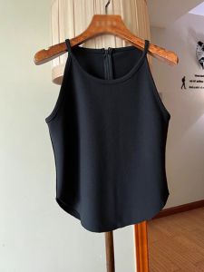 Chantilly French-Style Sleeveless Tank Top Womens Work Clothing Slim Fit Pure Color Top for 18-24 Birthday Party