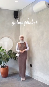 Dres Inner Span Panjang Wavy Plisket Lidi / Inner Span Plisket / Dres Wavy / Dres Polos Plisket Span