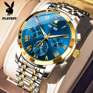PLAYBOY Watch For Men Waterproof Original Brand Stainless steel strap Calendar Week Mechanical Movement Sports Watches