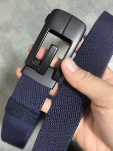 Men Elastic Nylon Belt Automatic Buckle Breathable Durable Casual Business Waist Belt for Young & Middle‑aged Men
