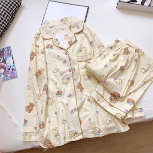 Cute Childrens Sleepwear Pure Cotton Long Sleeve Home Clothes Set for Girls Easy Bear Cartoon Design Spring Autumn New Style