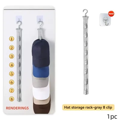 Wardrobe Hat Rack Hanging Rope Hat Storage Clips Hat Organizer Display for Baseball Caps Hat Hanger for Closet Door and Bedroom