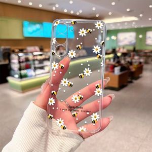 Cute Smiling Daisy Wasp Clear TPU Phone Case For Samsung Galaxy A73 A72 A71 A56 A55 A54 A53 A52 A51 A50 Soft Silicone Back Cover