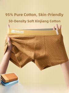 Miiow | Mens Cotton Silk Boxer Shorts Breathable Antibacterial Mesh Crotch Flat Angle Briefs Comfortable Underwear for Youth