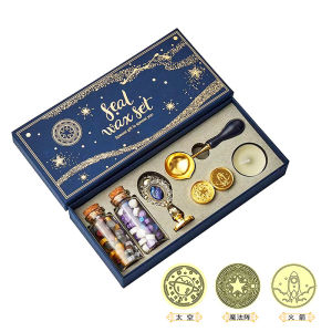 Sealing Wax Seal Set Full Set Retro European-Style Metal Seal Head Wax Grain Cheap Mars Seal Boxed Gift Goka Novice Kids Fire Seal Toy DIY Goka Sealing Tool