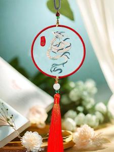 Year of the Snake Protective Talisman Car Pendant Embroider Handmade DIY Material Package Xingshi Beginners Birth Year Gift for Boyfriend
