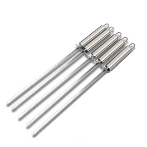 Thickened Steel BBQ Skewer with Tube Handle Barbecue Cooking Tool for Lamb Kebabs And Grilled Meat BBQ Accessories