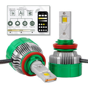 K14 H11 Led tricolor APP control color 150W 4575 Chip Car headlights bulb H1H3 H4 H7 Canbus H8 HB3 9005 fog Light Headlight