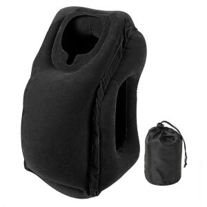 Flocked Inflatable Air Cushion Travel Pillow Headrest Chin Support Cushions for Airplane Plane Car Office Rest Neck Nap Pillows