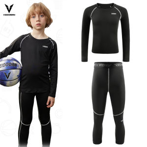 One Set Youth Boys Compression Leggings and Shirt Long Sleeve Sports Tights Running Basketball Base Layer