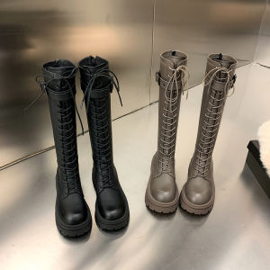 High-Top Boots Autumn/Winter Thick Sole Laced Riding Boots