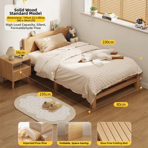 FWTDF | Solid Wood Foldable Bed Easy Assembly Reclinable Thickened
