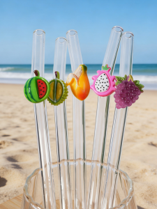 Avocado Glass Straw Set: Reusable bent straws for drinks. Perfect for parties cafes & a fresh vibe. Ideal Easter Mothers Day