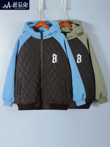 เสื้อแจ็คเก็ตบุใยฝ้ายสำหรับเด็กชายอ้วนเสื้อกันหนาวบุใยฝ้ายแบบบางสไตล์ตะวันตกสุดฮิตสุดแนวสำหรับเด็กวัยกลางและวัยโตวัยรุ่นเสื้อสเวตเตอร์เด็กผู้ชายหล่อเท่