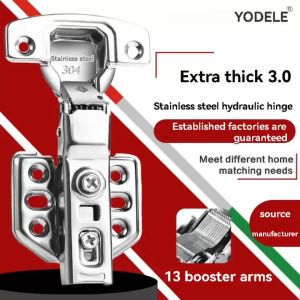 (1 pair) 304 Stainless Steel Cabinet Door Hinge: Hydraulic Soft Close Detachable Hinge