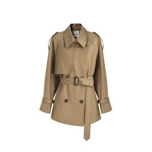 fano studios | Áo Khoác Trench Coat Đơn Giản Màu Khaki cho Nữ