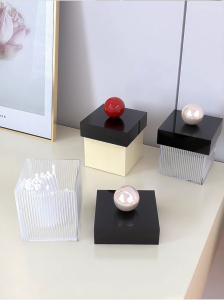 Acrylic Red Ball Pearl Cotton Box Stripes Transparent Storage Box Floss Matchbox Creative Minimalist