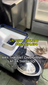 Máy tự động thái lát thịt tươi như cắt thái thịt bò thịt heo thịt trâu dê ... thay thế được lưỡi dao phục vụ nhà hàng quán ăn