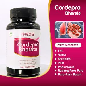 Obat Paru Paru TBC Batuk Berdarah Sesak Nafas Cordepro Bharata Kemasan 500g Isi 50 Kapsul BPOM