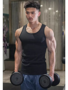American Style Slim Fit Heavyweight Sports Vest Fitness Sleeveless T-Shirt Mens Trendy Elastic Cotton Base Layer Top