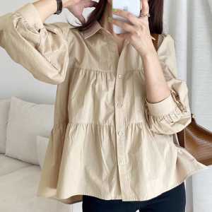 ECLAIRE 02L Kemeja Wanita Longsleeves Tiered Susun Kasual Casual Korea Mode Kerja Kantor Import 8792