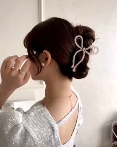 Kẹp tóc càng cua hình nơ lớn – Combo 3 cái – Nhựa trong nhiều màu phụ kiện tóc nữ đẹp sang trọng